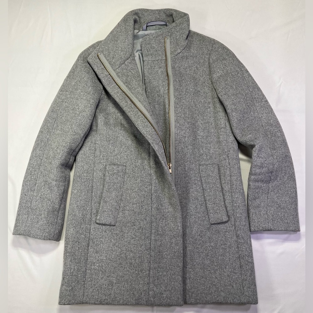 J. Crew Women's City Coat Jacket Classic Heather Gray - 0 Petite EUC - Picture 3 of 9